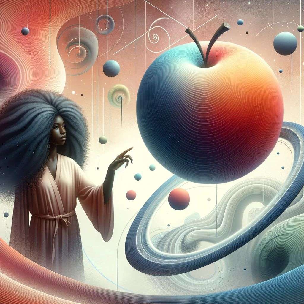 the discovery of gravity, digital art made from colorful gradients, airbrush